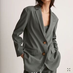 Madewell Oversized Menswear Blazer Olive Sage Women’s medium Button Accent NWT